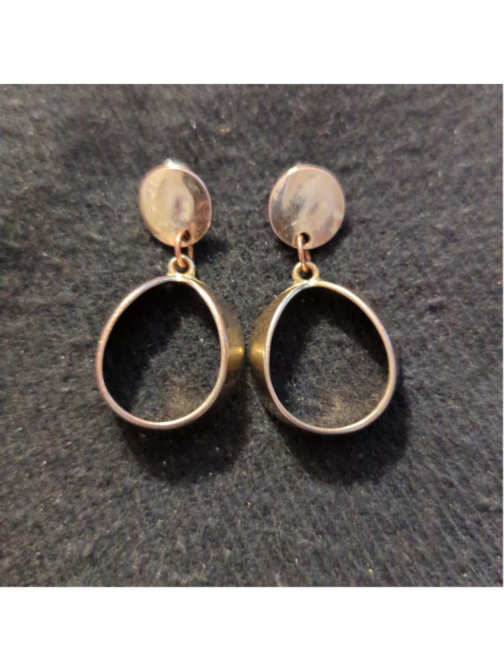 Vintage Gold Tone Drop Hoop Dangle Pierced Statement Earrings